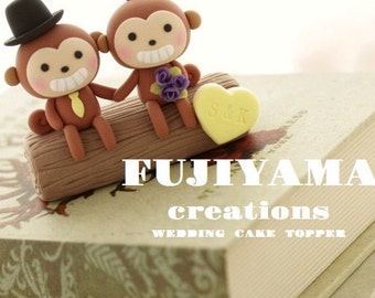 Adorno para tarta de bodas de pareja de monos, adorno para tarta hecho a mano, adorno para tarta del zodíaco chino, adorno para tarta personalizado, adorno para tarta de novios