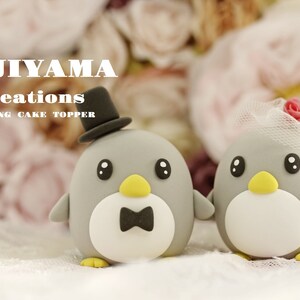 penguin wedding cake topper,handmade penguin couple cake topper,love birds cake topper,birthday cake topper,bride and groom cake topper