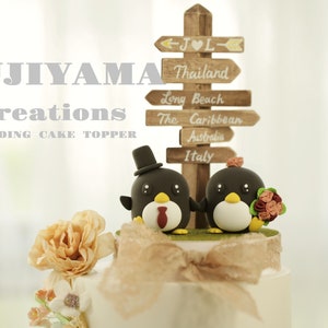 penguin wedding cake topper,handmade penguin couple cake topper,love birds cake topper,birthday cake topper,bride and groom cake topper