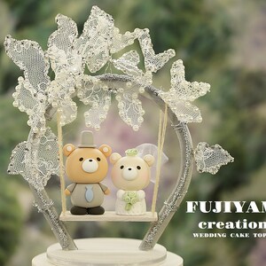 bunny and bear wedding cake topper,rabbit and bear cake topper,couple couple cake topper,birthday topper,bride and groom topper,wedding gift
