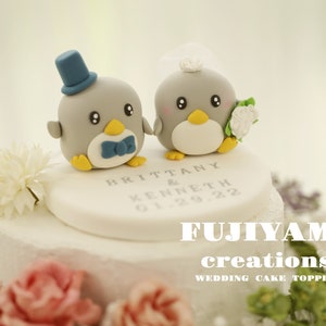 penguin wedding cake topper,handmade penguin couple cake topper,love birds cake topper,birthday cake topper,bride and groom cake topper