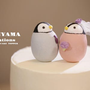 handcraft wooden penguin wedding cake topper,wooden figure dolls, hand painted penguin doll,birthday cake topper,bride and groom cake topper
