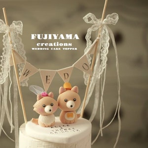 pomeranian dogs wedding cake topper,custom dogs cake topper,handmade pets cake topper,bride and groom cake topper,birthday cake topper