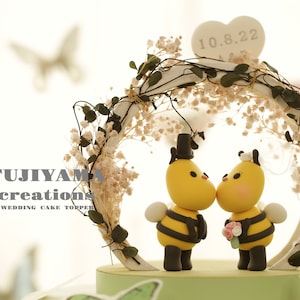 kissing bees wedding cake topper,bee cake topper,ladybug cake topper,custom cake topper,birthday cake topper,bride and groom cake topper