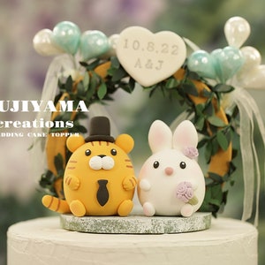 tiger and bunny cake topper,tiger and rabbit cake topper,Chiness Zodiace cake topper,tiger cake topper,bride and groom cake topper