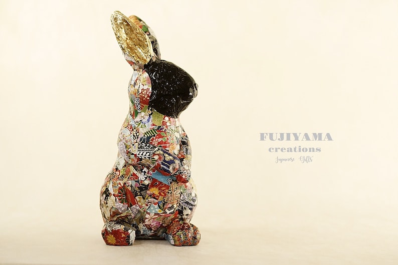 Handmade Japanese Rabbit Doll,gorgeous Gold Painted Bunny,japanese ...