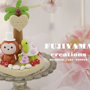 Schildkröte und Affen Cake Topper, Hochzeitstorte Topper, Hochzeitstorte Topper, Hochzeitstorte Topper, Hochzeitstorte Topper, Kuchentopper, Geburtstagstorte Topper