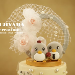 penguin wedding cake topper,handmade penguin couple cake topper,love birds cake topper,birthday cake topper,bride and groom cake topper