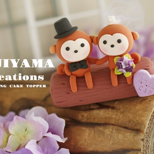 monkey couple wedding cake topper,handmade cake topper,Chiness Zodiace cake topper,custom cake topper,bride and groom cake topper