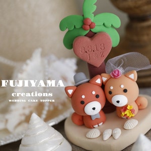 Shiba Inu paar Hochzeitstorte Topper, Inu Hund Cake Topper, Haustiere Kuchen Topper, Geburtstag, Braut und Bräutigam Topper, Chiness Sternzeichen Kuchen Topper