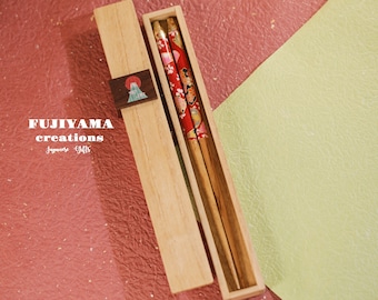 Handmade Japanese Chopsticks,birthday,hand painted wooden box,Personalised Engraved Chopsticks/Party Gifts/Wedding Favours,Wedding Gift,C304