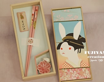 Handmade Japanese Chopsticks,birthday,hand painted wooden box,Personalised Engraved Chopsticks/Party Gifts/Wedding Favours,Wedding Gift C207