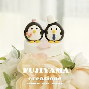 penguin wedding cake topper,handmade penguin couple cake topper,love birds cake topper,birthday cake topper,bride and groom cake topper