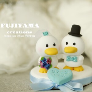 duck wedding cake topper,bride and groom cake topper,handmade couple cake topper,custom wedding cake topper,birthday cake topper