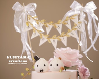 cute bao wedding cake topper,handmade couple cake topper,custom cake topper,birthday cake topper,bride and groom cake topper,anniversary
