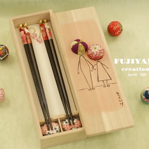 Handmade Japanese Chopsticks,birthday,hand painted wooden box,Personalised Engraved Chopsticks/Party Gifts/Wedding Favours,Wedding Gift,C257