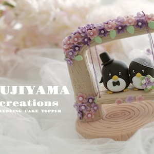 penguin wedding cake topper,handmade penguin couple cake topper,love birds cake topper,birthday cake topper,bride and groom cake topper