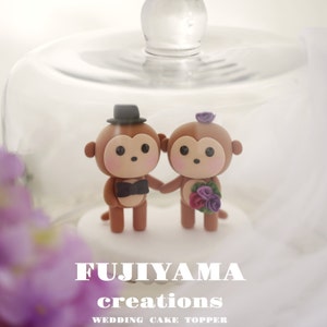 monkey couple wedding cake topper,handmade cake topper,Chiness Zodiace cake topper,custom cake topper,bride and groom cake topper