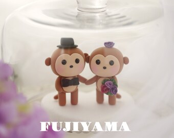 Adorno para tarta de bodas de pareja de monos, adorno para tarta hecho a mano, adorno para tarta del zodíaco chino, adorno para tarta personalizado, adorno para tarta de novios