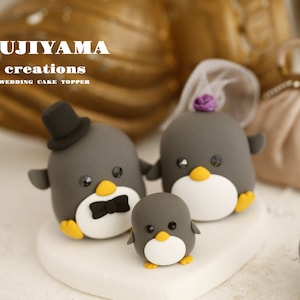 penguin wedding cake topper,handmade penguin couple cake topper,love birds cake topper,birthday cake topper,bride and groom cake topper