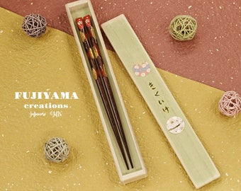 Handmade Japanese Chopsticks,birthday,hand painted wooden box,Personalised Engraved Chopsticks/Party Gifts/Wedding Favours,Wedding Gift,C252