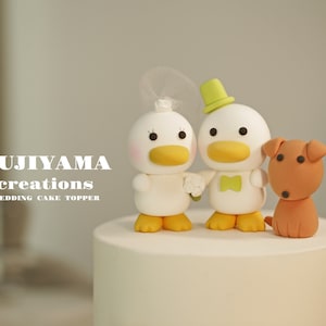 duck wedding cake topper,bride and groom cake topper,handmade couple cake topper,custom wedding cake topper,birthday cake topper