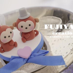 monkey couple wedding cake topper,handmade cake topper,Chiness Zodiace cake topper,custom cake topper,bride and groom cake topper