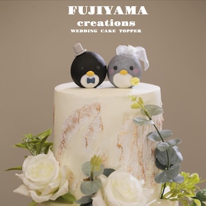 handcraft wooden penguin wedding cake topper,wooden figure dolls, hand painted penguin doll,birthday cake topper,bride and groom cake topper