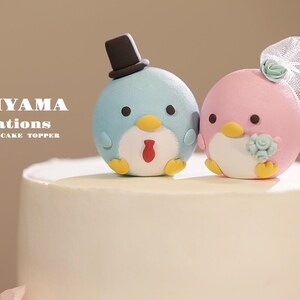 handcraft wooden penguin wedding cake topper,wooden figure dolls, hand painted penguin doll,birthday cake topper,bride and groom cake topper