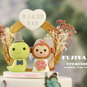 monkey and snake wedding cake topper,monkey couple cake topper,Chiness Zodiace cake topper,custom cake topper,bride and groom cake topper