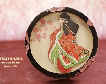 Handmade Japanese Geisha Maiko Wall Art,chiyogami kimono girl wall art,Geiko Home Decor,Japan Traditional Geisha Portrait Frame Art,J308