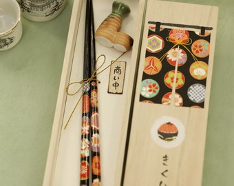 Handmade Japanese Chopsticks,birthday,hand painted wooden box,Personalised Engraved Chopsticks/Party Gifts/Wedding Favours,Wedding Gift,D238