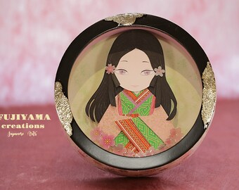 Handmade Japanese Geisha Maiko Wall Art,chiyogami kimono girl wall art,Geiko Home Decor,Japan Traditional Geisha Portrait Frame Art,J309
