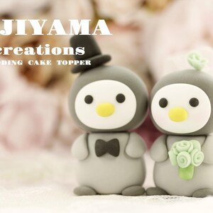 penguin wedding cake topper,handmade penguin couple cake topper,love birds cake topper,birthday cake topper,bride and groom cake topper