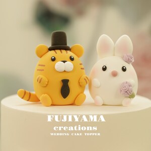 tiger and bunny cake topper,tiger and rabbit cake topper,Chiness Zodiace cake topper,tiger cake topper,bride and groom cake topper