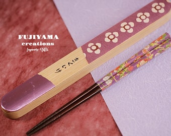 Handmade Japanese Chopsticks,birthday,hand painted wooden box,Personalised Engraved Chopsticks/Party Gifts/Wedding Favours,Wedding Gift,C306