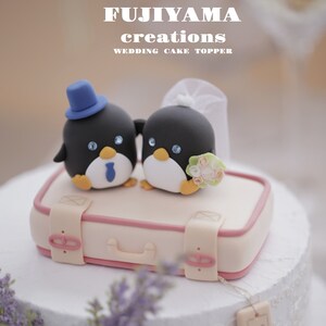 penguin wedding cake topper,handmade penguin couple cake topper,love birds cake topper,birthday cake topper,bride and groom cake topper