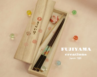 Handmade Japanese Chopsticks,birthday,hand painted wooden box,Personalised Engraved Chopsticks/Party Gifts/Wedding Favours,Wedding Gift,C249
