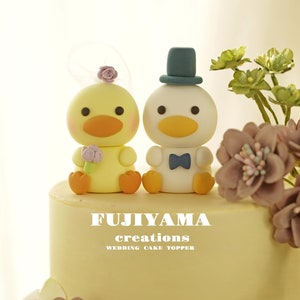 duck wedding cake topper,bride and groom cake topper,handmade couple cake topper,custom wedding cake topper,birthday cake topper