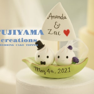 cute bao wedding cake topper,handmade couple cake topper,custom cake topper,birthday cake topper,bride and groom cake topper,anniversary