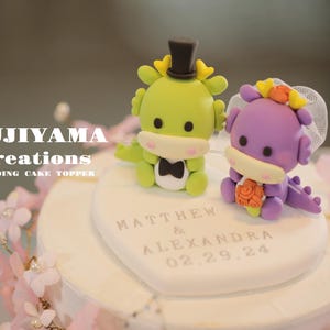 dragon couple wedding cake topper,Chiness Zodiace cake topper,custom cake topper,dragon cake topper,bride and groom cake topper