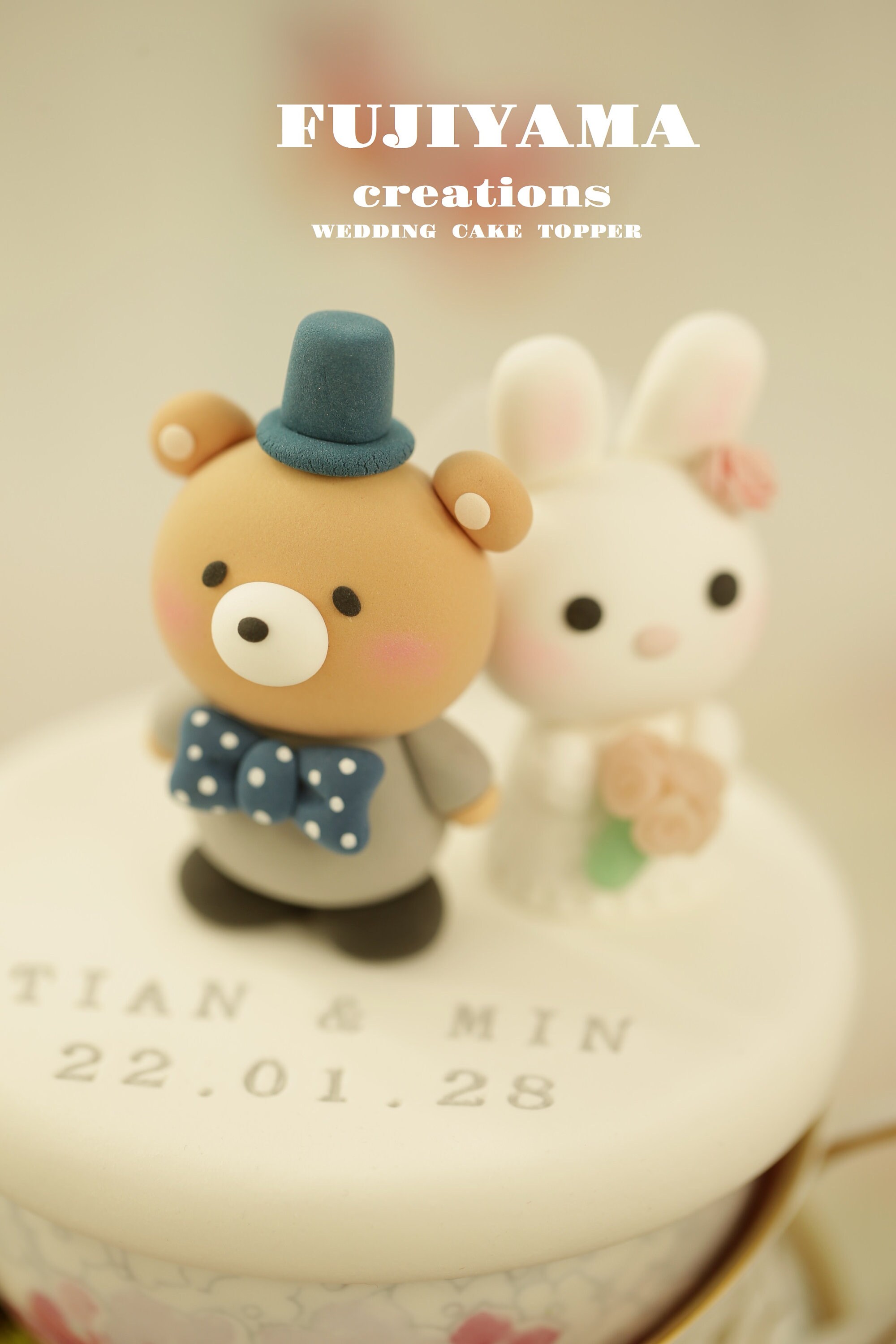 Wedding Toppers Rabbit Bunny and Bear Wedding Cake Topper,rabbit and Bear Cake Topper,couple ...