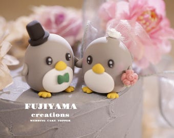 penguin wedding cake topper,handmade penguin couple cake topper,love birds cake topper,birthday cake topper,bride and groom cake topper