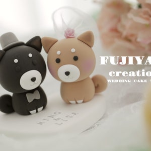 Shiba Inu paar Hochzeitstorte Topper, Inu Hund Cake Topper, Haustiere Kuchen Topper, Geburtstag, Braut und Bräutigam Topper, Chiness Sternzeichen Kuchen Topper