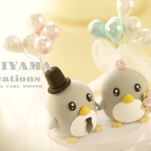 penguin wedding cake topper,handmade penguin couple cake topper,love birds cake topper,birthday cake topper,bride and groom cake topper