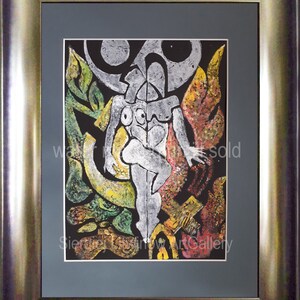 Symbiosis or the Love Swallow - monotype, optionally with glyphs and zodiac signs. Original, certified. Litwinow ArtGallery