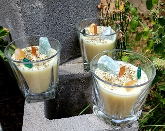 Überfluss-Kerze, handgegossene Kerze, Überfluss-Ritualkerze, Kristallkerze, Ritualkerze, Manifestationskerze, Hausgeschenk