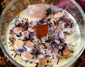Love Candle, Relationship Candle, Love Manifesting Candle, Candle with crystals, Love and Light Candle