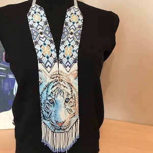 Colar de contas de tigre, colar Gerdan ucraniano | Robusto | Étnico | Tribal | Colar | Único | Colar de mulher africana, para superdotados, com brinco