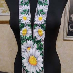 Flor frisada, colar ucraniano, colar de contas, Gerdan com padrão nacional ucraniano em tradicional, ucraniano, com brinco grátis